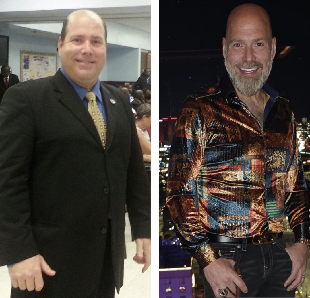 Side by side before and after transformation photo